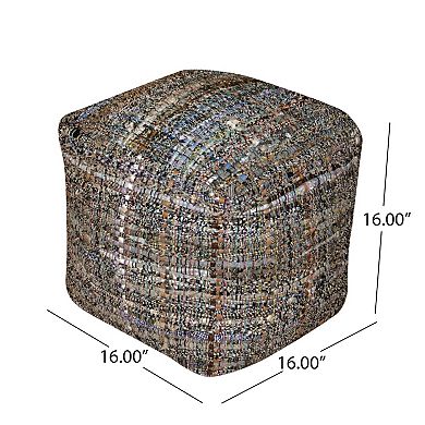 GOODSILO Handcrafted Fabric Pouf Ottoman with Braided Design