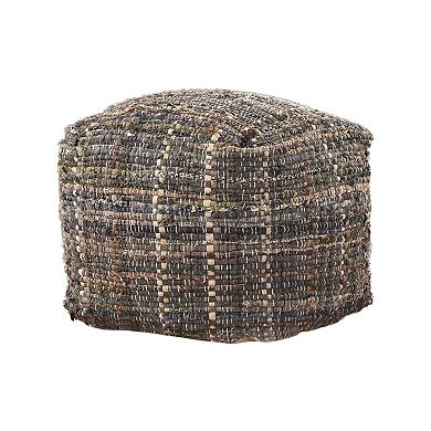 GOODSILO Handcrafted Fabric Pouf Ottoman with Braided Design