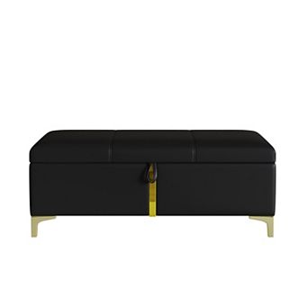 GOODSILO Upholstered Storage Ottoman Bench with Metal Legs for Living Room and Bedroom