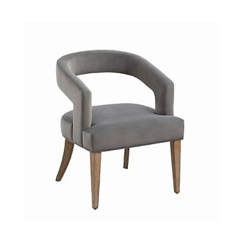 GOODSILO Modern Barrel Open Back Upholstered Accent Chair with Weathered Wood Legs