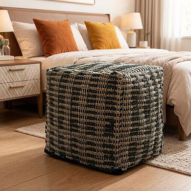 GOODSILO Square Fabric Pouf Ottoman Floor Cushion Decorative Accent Home