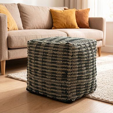 GOODSILO Square Fabric Pouf Ottoman Floor Cushion Decorative Accent Home