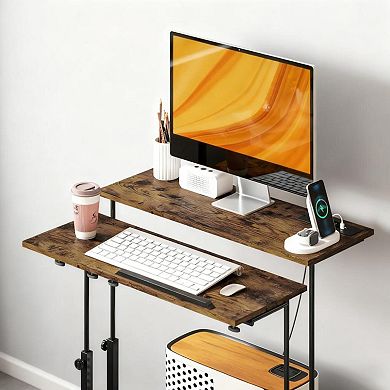 GOODSILO Adjustable Standing Desk with Tiltable Tabletop Mobile Workstation Shelf
