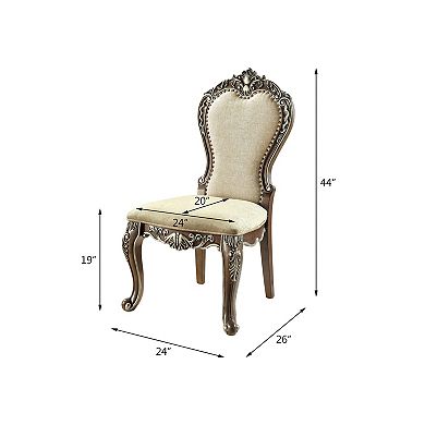 GOODSILO Antique Oak Finish Side Chair Set of Two Armless Dining Chairs