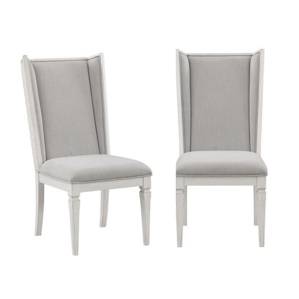 GOODSILO Set of Two Modern Side Chairs with Linen Upholstery and Wooden ...