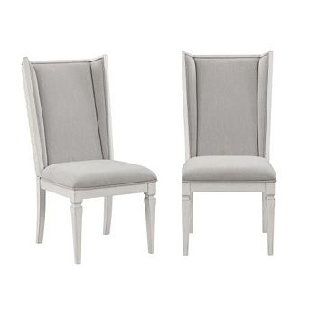 GOODSILO Set of Two Modern Side Chairs with Linen Upholstery and Wooden Frame