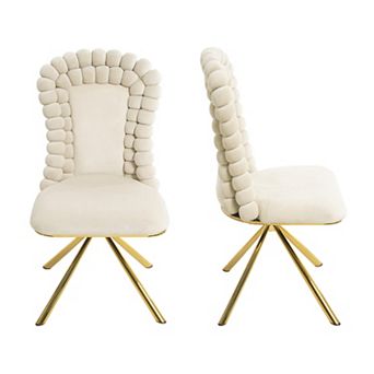 GOODSILO Velvet Swivel Dining Chairs Set of Two with Gold Metal Legs