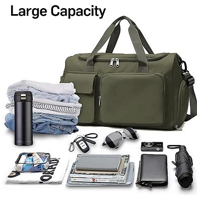 Travel Duffel Bag Shoe Compartment Dry Wet Separation Pocket for Men Women