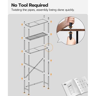 Freestanding 3-Tier Over Toilet Bathroom Organizer with Adjustable Feet