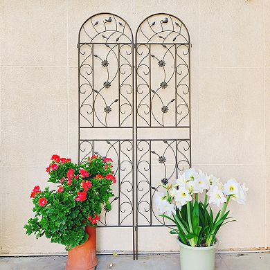 CEWOR 2 Pack Metal Garden Trellis, 86.7" Rustproof Climbing Plant Support for Outdoor Flowers