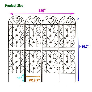 CEWOR 2 Pack Metal Garden Trellis, 86.7" Rustproof Climbing Plant Support for Outdoor Flowers