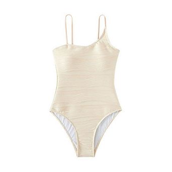 One Piece Bathing Suit for Women Ribbed Tummy Control Adjustable Strap Summer Swimwear