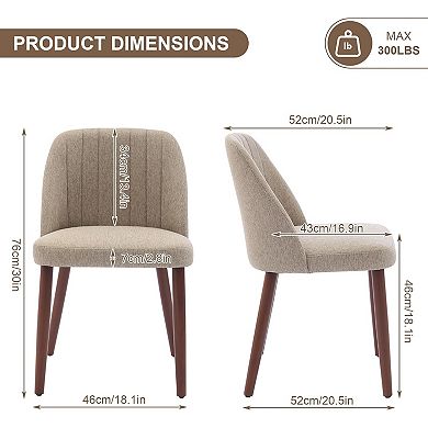 Wooden Dining Chairs Set of 2, Upholstered Kitchen Dining Room Chairs