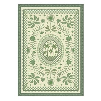 Coastal Botanical Print Area Rug Soft, Non-Slip for Bedroom & Living Room