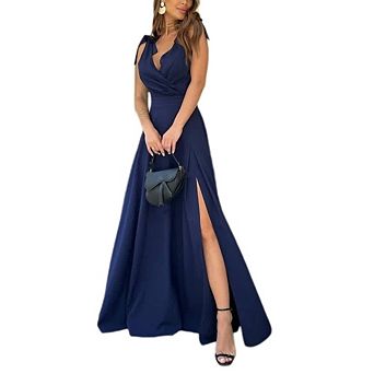 Women's V Neck Sleeveless Split Formal Dress Cocktail Party Prom Long Dresses
