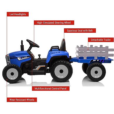 ANIXOL Kids Ride-On Tractor with Trailer 12V