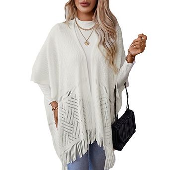 Womens Open Front Cardigan Boho Causal Hollow Knit Poncho Cape Sleeve Loose Summer Beach Cover Up