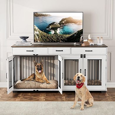 Craze Ventures Double Dog Crate with Drawers