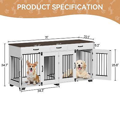 Craze Ventures Double Dog Crate with Drawers