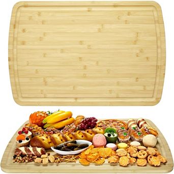 Extra Large Bamboo Cutting Board, Reversible Curved Butcher Block