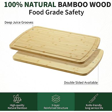 Extra Large Bamboo Cutting Board, Reversible Curved Butcher Block