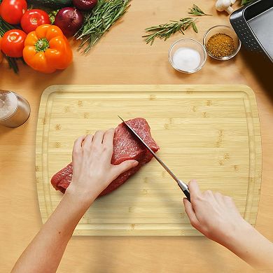 Extra Large Bamboo Cutting Board, Reversible Curved Butcher Block