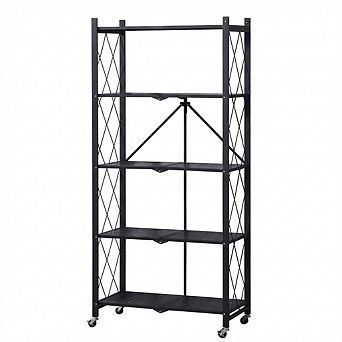ANIXOL Heavy Duty 5 tier Foldable Metal Storage Shelving Unit on Wheels