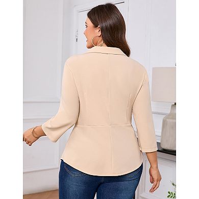 Women Plus Size Blazer Business Casual Dressy Peplum Suit Jacket