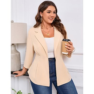 Women Plus Size Blazer Business Casual Dressy Peplum Suit Jacket