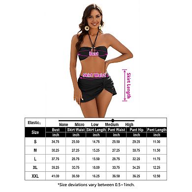 Women Halter Bikini Set Twist Swim Skirt Swimsuits