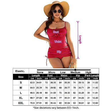 Women Two Piece Swimdress with Pants Spaghetti Strap Tie Back Bathing Suit