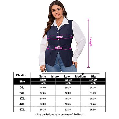 Plus Size Women Suit Vest Sleeveless Button Blazer