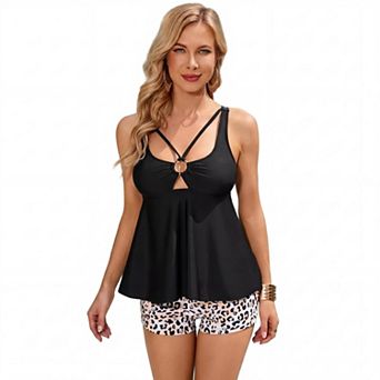 Tankini Swimsuits for Women Two Piece Bathing Suits Tank Top with Shorts