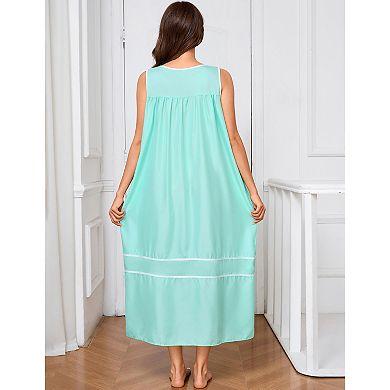 Women Sleeveless Shift Sleep Dress Lightweight Nightgown