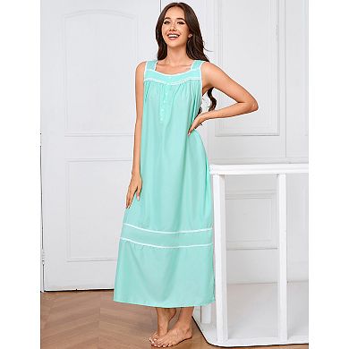 Women Sleeveless Shift Sleep Dress Lightweight Nightgown
