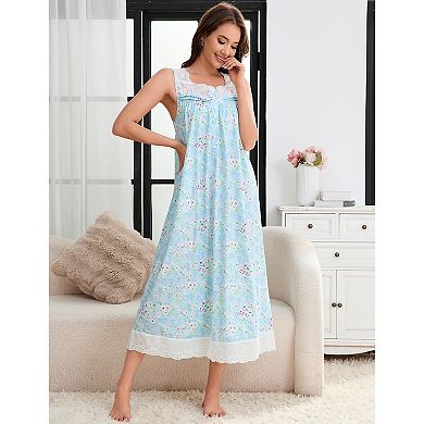 Women Sleeveless Nightgown Shift Button Sleep Dress