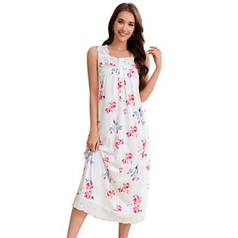 Women Sleeveless Nightgown Shift Button Sleep Dress