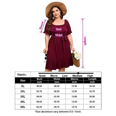 Women's Plus Size Casual Ruffle Hem Dress with Belt