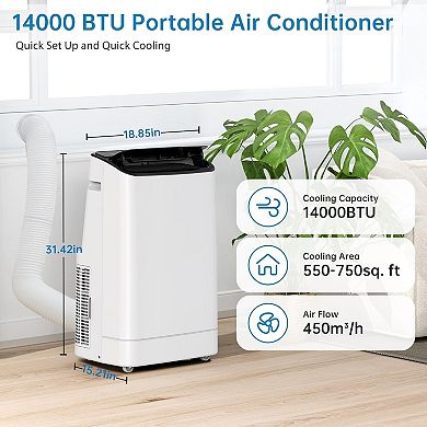 ANIXOL 15,000 BTU Portable AC, 3-in-1 Dehumidifier Fan, Remote, 24H Timer, Quiet