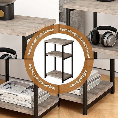 Danolapsi 3-Tier End Table with Storage Shelves, Narrow Mobile Side Table for Small Spaces