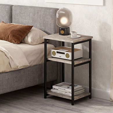 Danolapsi 3-Tier End Table with Storage Shelves, Narrow Mobile Side Table for Small Spaces