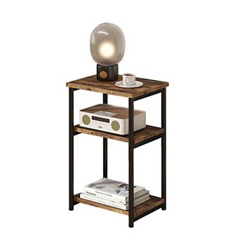 Danolapsi 3 tier End Table with Storage Shelves, Narrow Mobile Side Table for Small Spaces