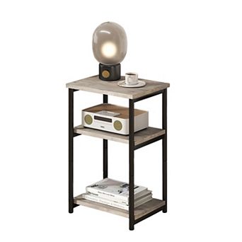 Danolapsi 3 tier End Table with Storage Shelves, Narrow Mobile Side Table for Small Spaces