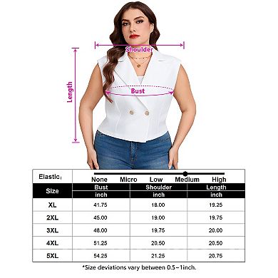 Plus Size Women Dressy Suit Vest Sleeveless Two Button Blazer
