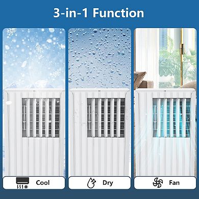 ANIXOL 8000 BTU Portable AC, 3-in-1 Cooling Dehumidifier Fan, Remote Control