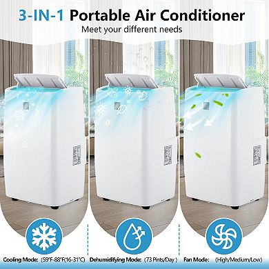 ANIXOL 3-in-1 Portable Air Conditioner with Dehumidifier, Remote, Quiet Sleep and 24H Timer