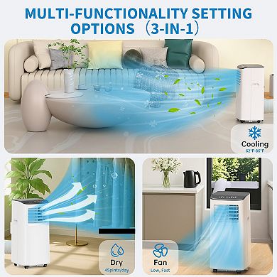 8,000 BTU Portable Air Conditioner, 3-in-1 Portable AC Unit with Remote Control
