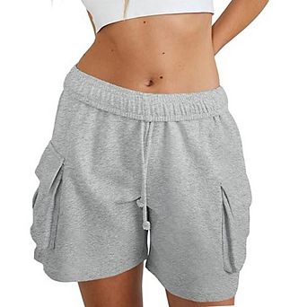 Women's Casual Lounge Fleece Cargo Shorts Drawstring Waist Fit for Everyday Outfits with Pockets