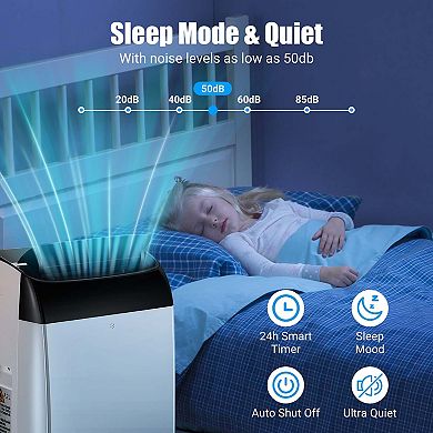 ANIXOL 14,000 BTU Portable AC, 3-in-1 Cool/Fan/Dehumidify, Sleep, 24H Timer, Window Kit