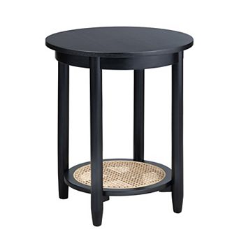 Crestview Collection Round Black Solid Wood Accent End Table